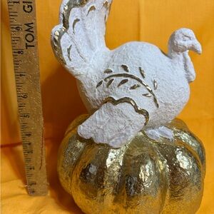 Gold and White Turkey Pumpkin Decor